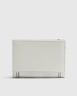 White Quilted Monogram Medium Foldout Purse