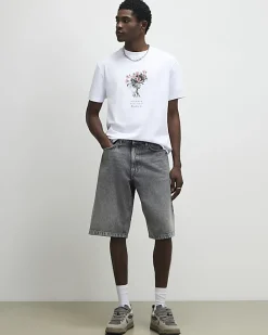White Regular Fit Flower T-Shirt