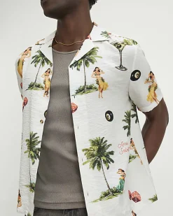 White Regular Fit Hula Hawaiian Shirt