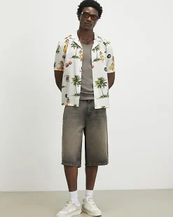 White Regular Fit Hula Hawaiian Shirt