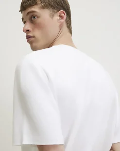 White Regular Fit Knitted T-Shirt