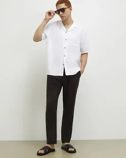 White Regular Fit Linen Blend Shirt