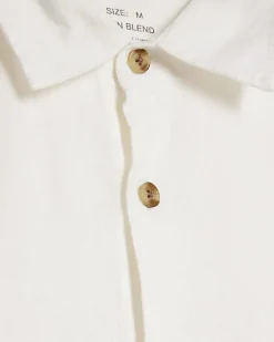White Regular Fit Linen Blend Shirt