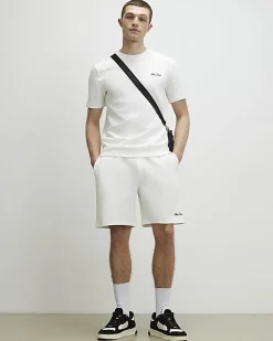 White Regular Fit Textured Shorts