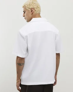 White Regular Fit Textured Short Sleeve Shirt