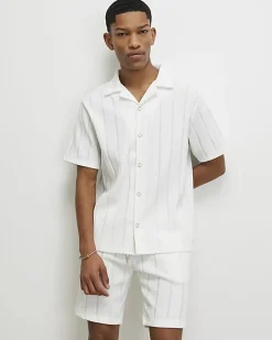 White Regular Fit Textured Stripe Shirt