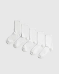 White Ribbed Tube Pack Of 5 Socks