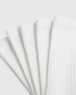 White Ribbed Tube Pack Of 5 Socks