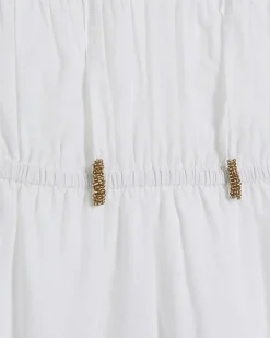 White Ruffle Sleeve Lace Dress