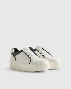 White Scallop Trim Slip On Trainers