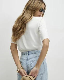 White Short Sleeve Shoulder Pad Bodysuit