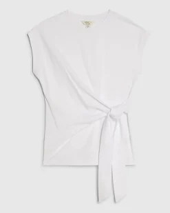 White Short Sleeve Tie Side T-shirt