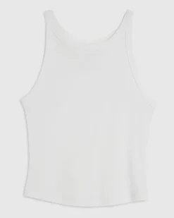 White Sleeveless Ribbed Tank Top