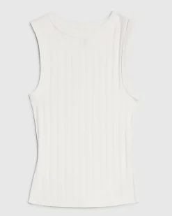 White Sleeveless Wide Ribbed Tank Top
