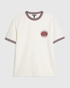 White Slim Fit Embroidered Crest T-Shirt