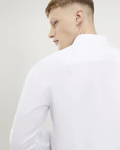 White Slim Fit Long Sleeve Shirt