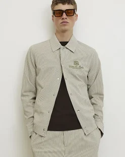 White Slim Fit Stripe Textured Jacket