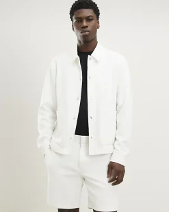 White Slim Fit Textured Shorts