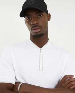 White Slim Fit Textured Tipped Polo Shirt