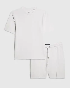 White Slim Fit T-shirt And Shorts Set