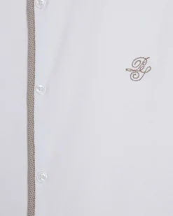 White Stretch Muscle Fit Tipped Shirt