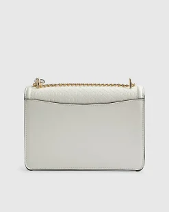 White Tab Front Chain Strap Shoulder Bag