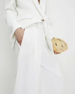 White Tailored Wide Leg Trousers