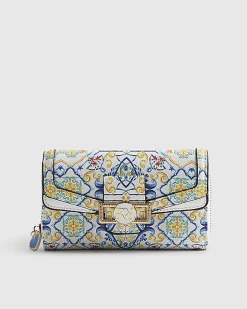 White Tile Print Flap Purse