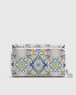 White Tile Print Flap Purse