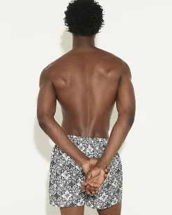 White Tile Print Swim Shorts