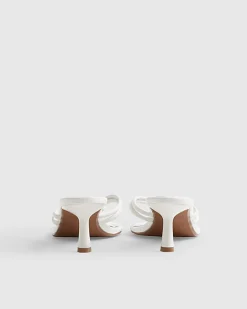 White Toe Thong Mid Heeled Sandals