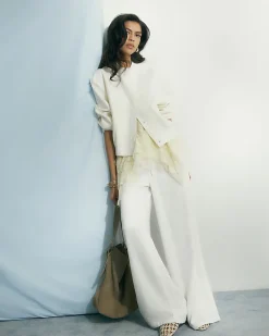 White Wide leg Drawstring Jeans