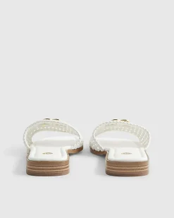 White Woven Mule Sandals