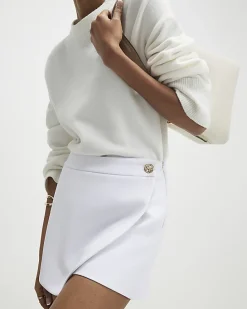 White Wrap Button Detail Skort