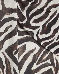 White Zebra Print Asymmetric Cape Dress