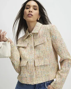 Yellow Boucle Pocket Jacket