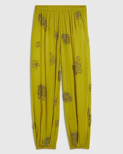 Yellow Embellished Balloon Trousers