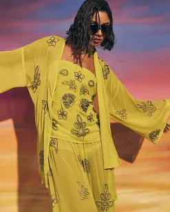 Yellow Embellished Kaftan