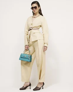 Yellow High Waisted Tapered Trousers