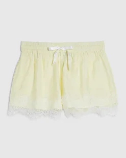 Yellow Lace Trim Shorts