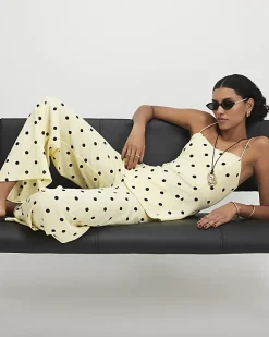 Yellow Polka Dot Wide Leg Joggers