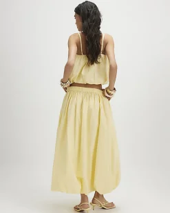 Yellow Poplin Bubble Hem Skirt
