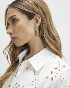 Yellow rhinestone lemon earrings