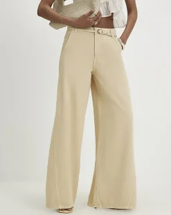 Yellow Skinny Belt Wide Leg Jeans