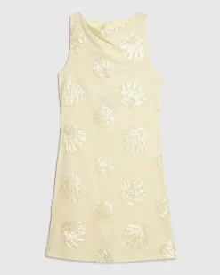 Yellow Sleeveless Cornelli Shell Mini Dress